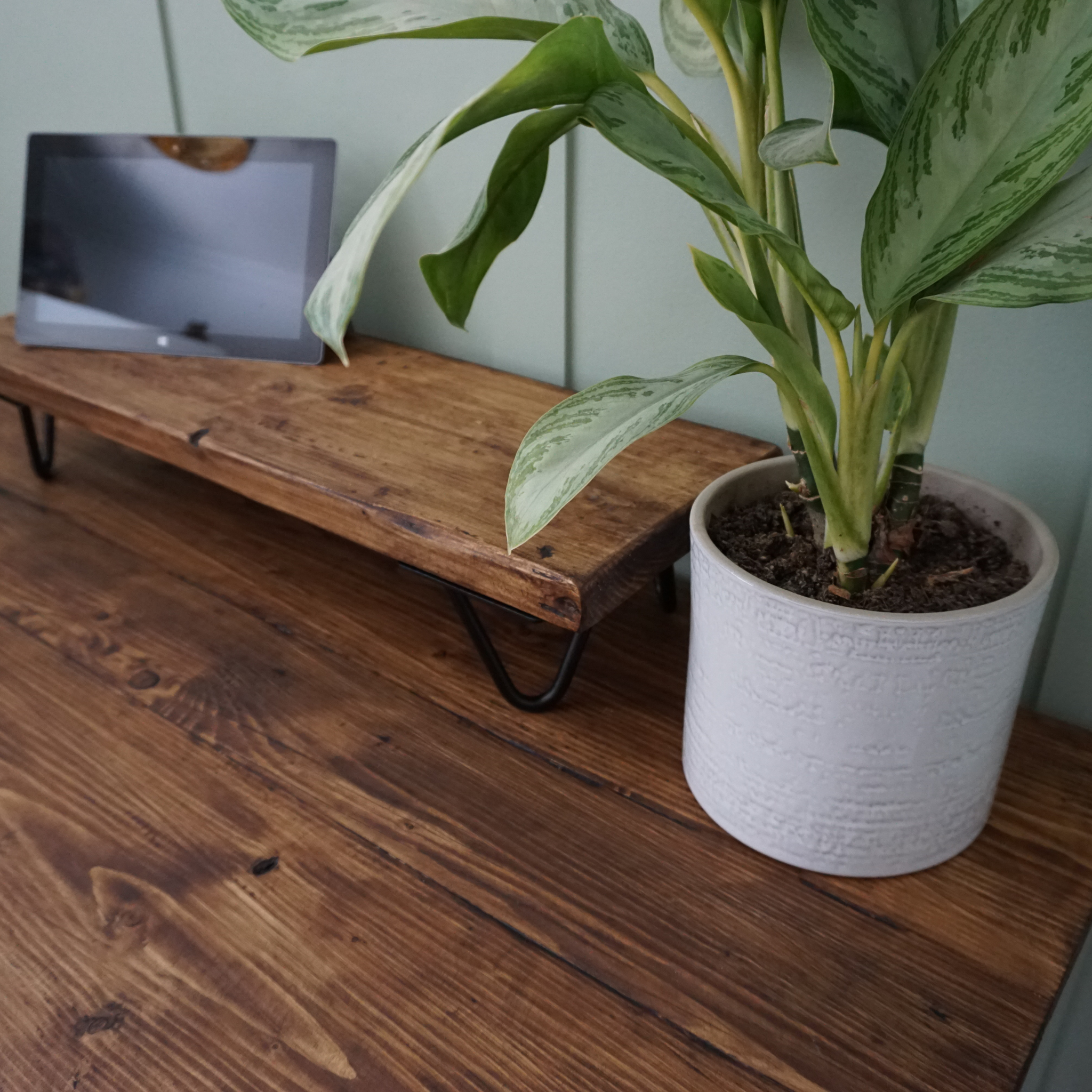 Desk shelf store riser wood