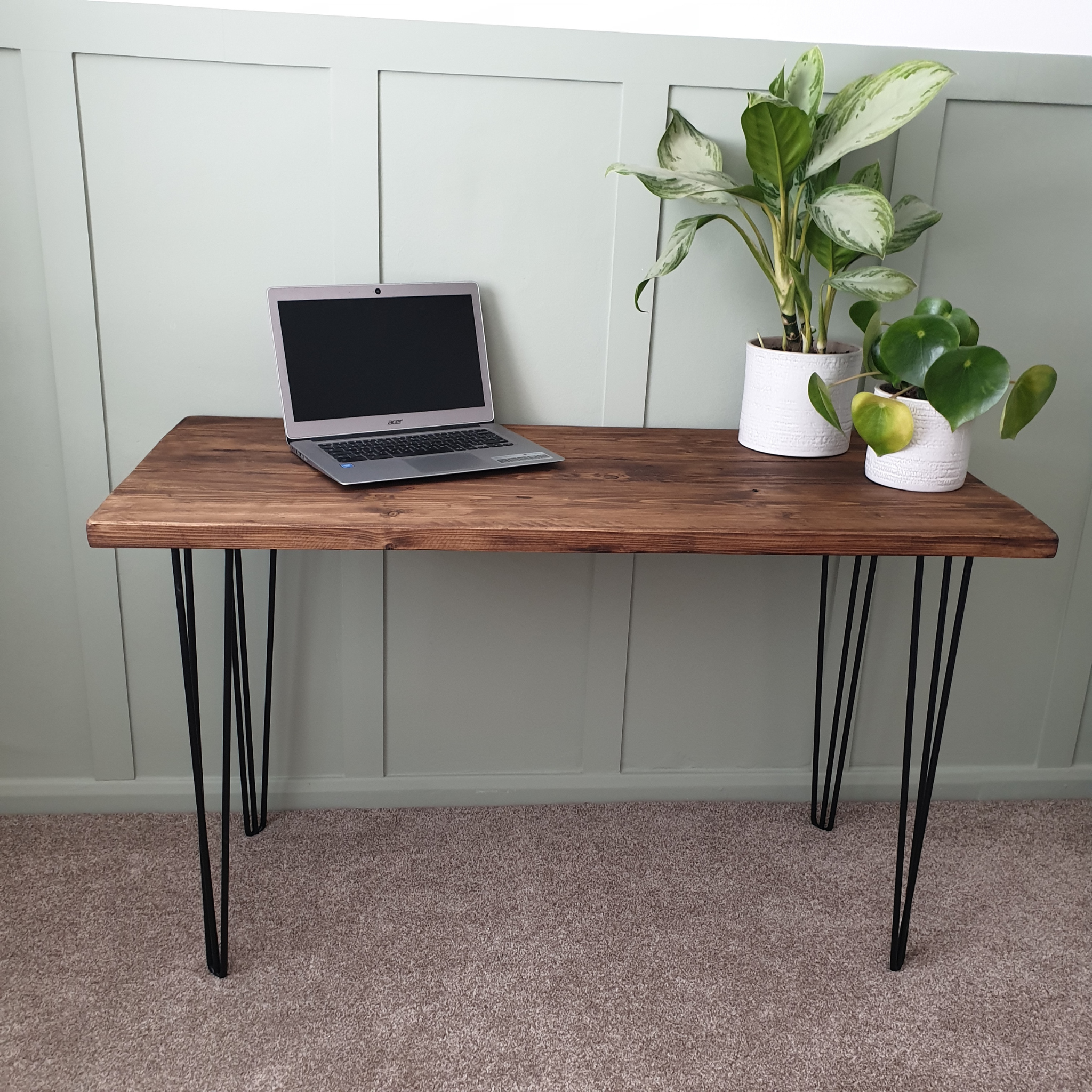 Solid wood deals gray desk