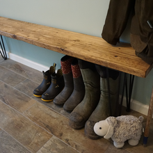 Load image into Gallery viewer, Homemade Rustic Bench | Farmhouse Bench | Boot Room Bench | Hairpin Bench | Industrial Bench
