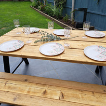 Load image into Gallery viewer, Outdoor Table | Reclaimed Wooden Table | Scaffold Board Table | Garden Dining Table
